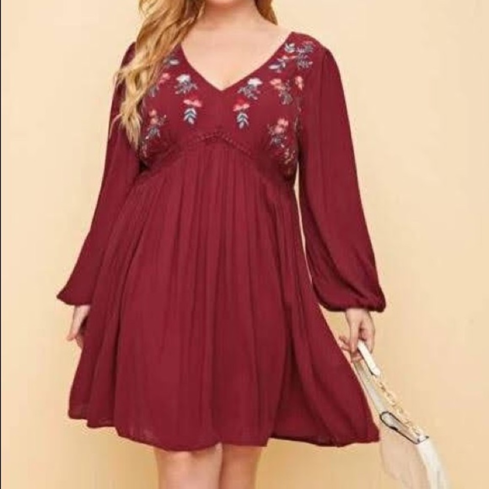Beautiful embroidered mini dress with long sleeves